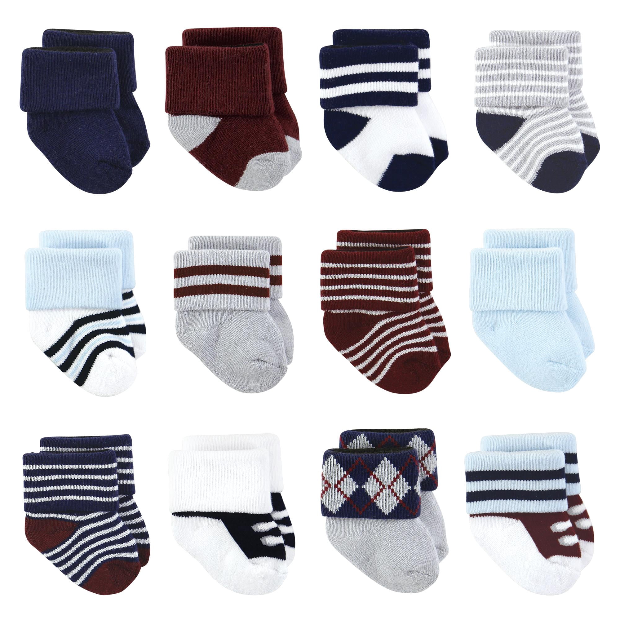 Little Treasure Basics Infant Baby Cozy Terry Baby Sock 12-Pack, Clever Blue, 6-12 Months