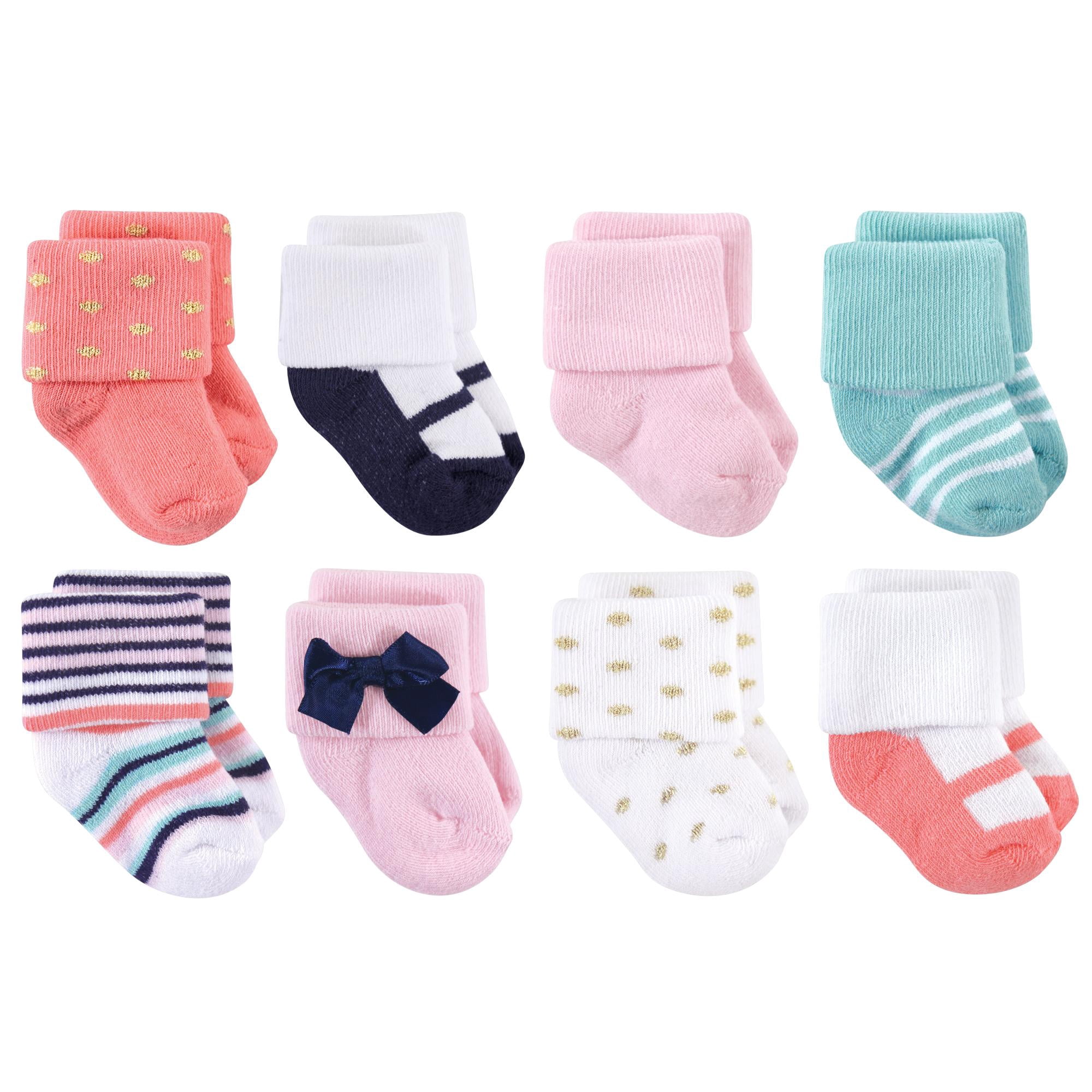 Little Treasure Basics Infant Baby Cozy Terry Socks 8-Pack, Shimmering Coral, 6-12 Months
