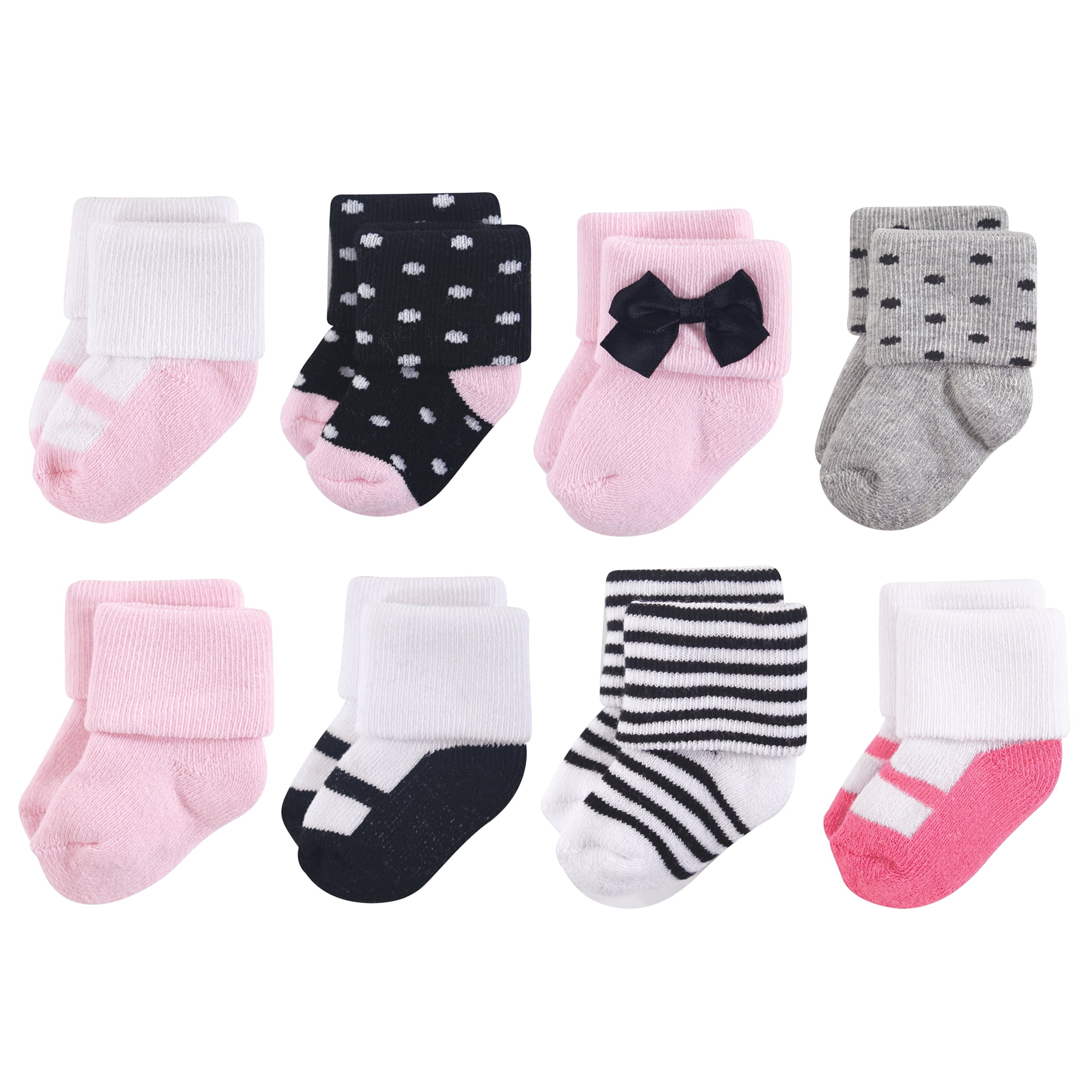 Little Treasure Basics Infant Baby Cozy Terry Socks 8-Pack, Sweet Blossom, 0-6 Months