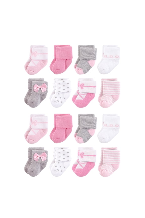 Cotton Rich Terry Socks 16-Pack, Ballerina, 0-6 Months
