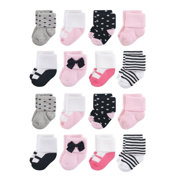 Little Treasure Cotton Rich Terry Socks 16-Pack, Little Lady, 6-12 Months