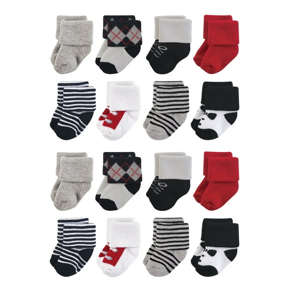 Little Treasure Cotton Rich Terry Socks 16-Pack, Tuxedo, 6-12 Months