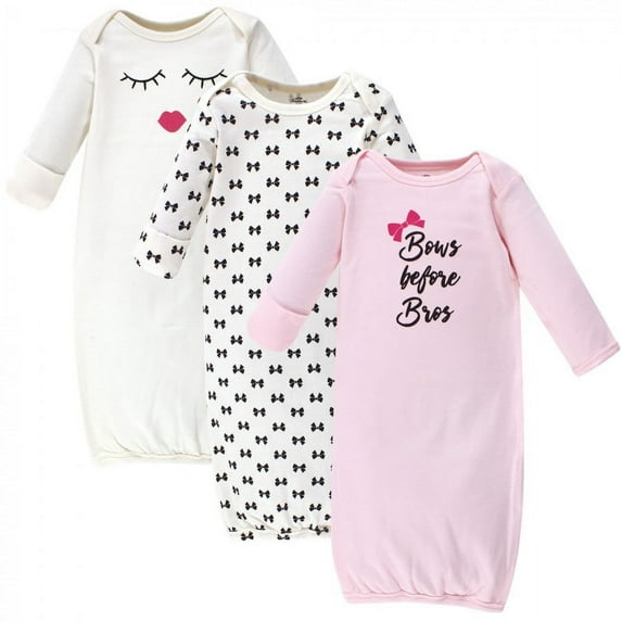 Little Treasure Girl Cotton Gowns, Bows, Preemie/Newborn