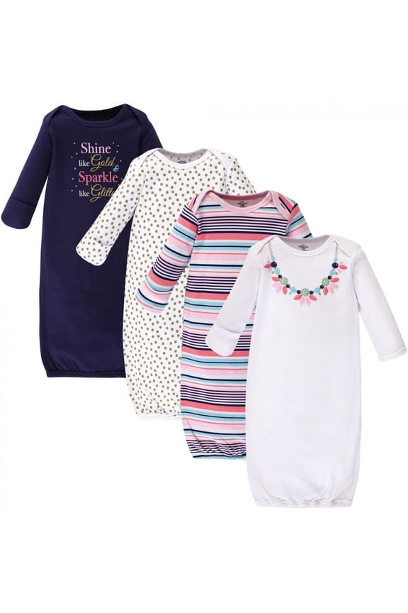 Girl Cotton Gowns, Sparkle Necklace, Preemie/Newborn