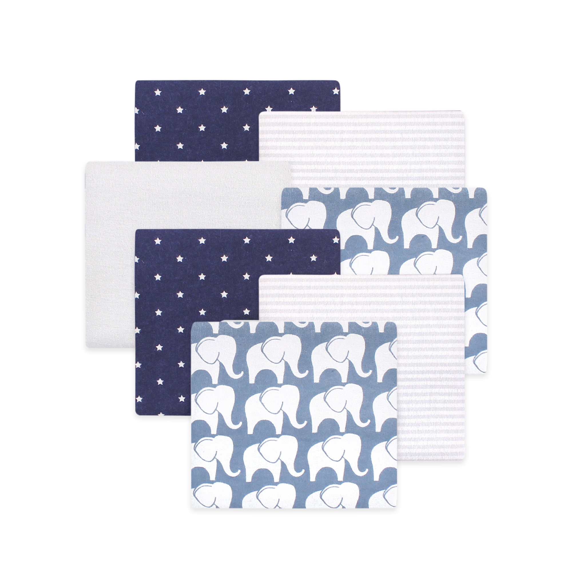 Hudson Baby Unisex Cotton Flannel Receiving Blankets, 7-Pack, Gray Elephant, 30"x36"