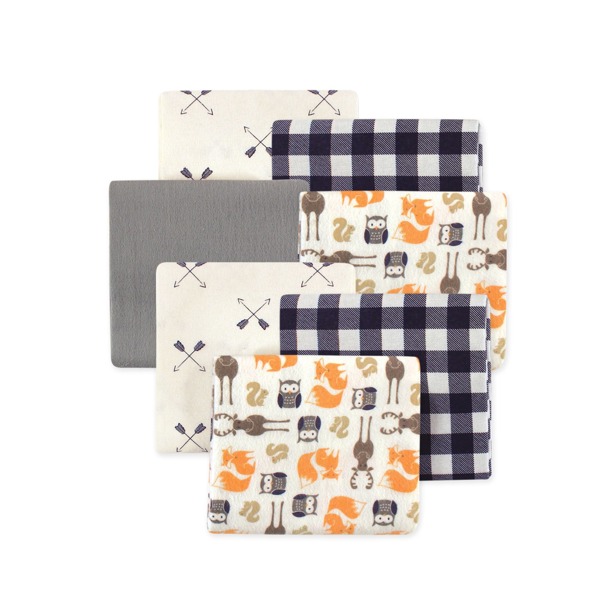 Little Treasure Hudson Baby Boys Cotton Poly Flannel Receiving Blankets 7-Pack, Orange Forest, 30x30 inches
