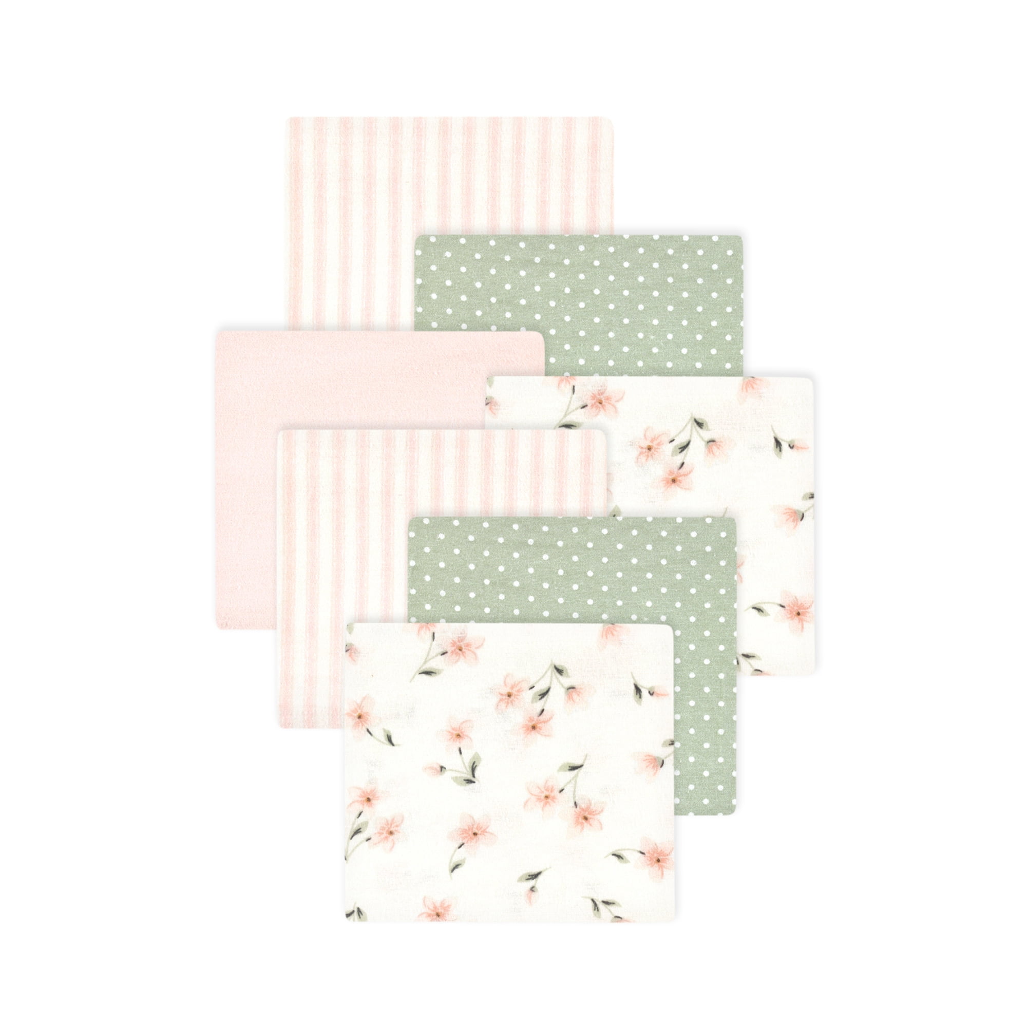 Little Treasure Hudson Baby Girls Cotton Poly Flannel Receiving Blankets 7-Pack, Pink Dainty Florals, 30x30 inches