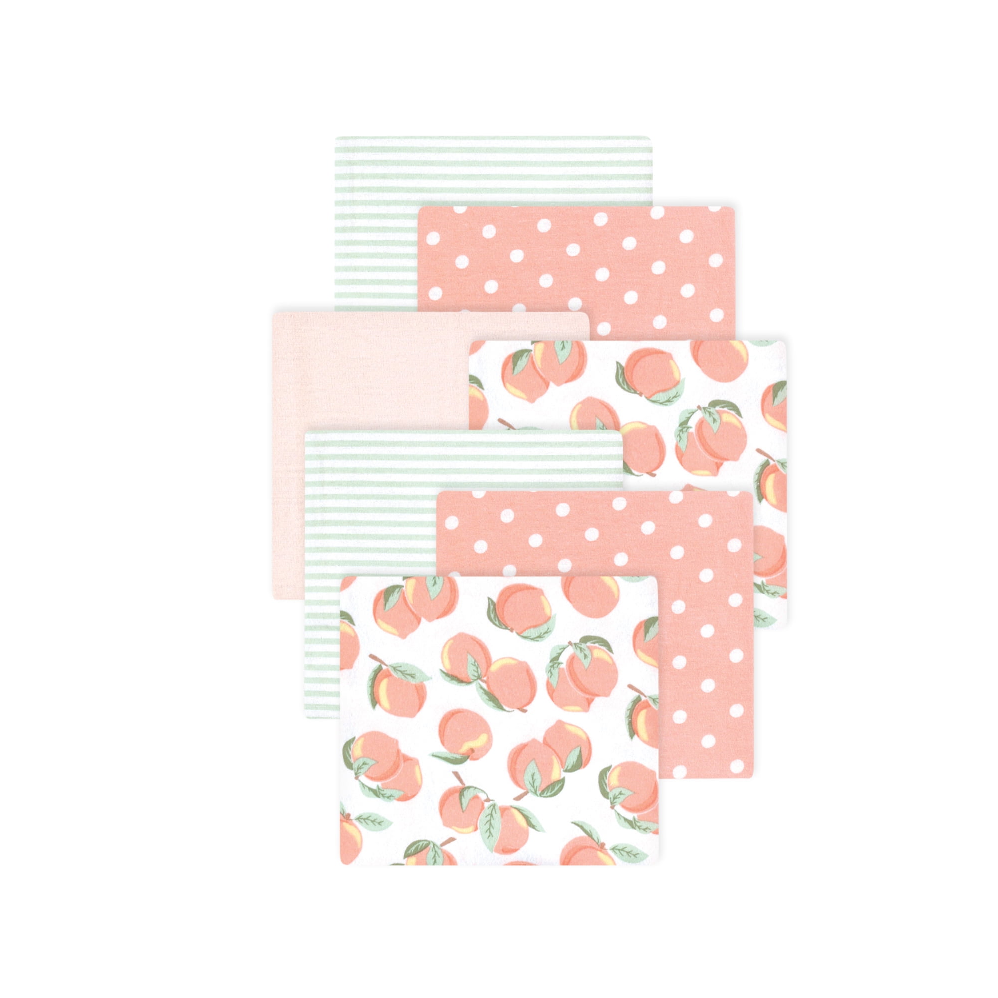 Little Treasure Hudson Baby Cotton Poly Flannel Receiving Blankets Multipack, Pink Sweet Peach, 30x30 inches