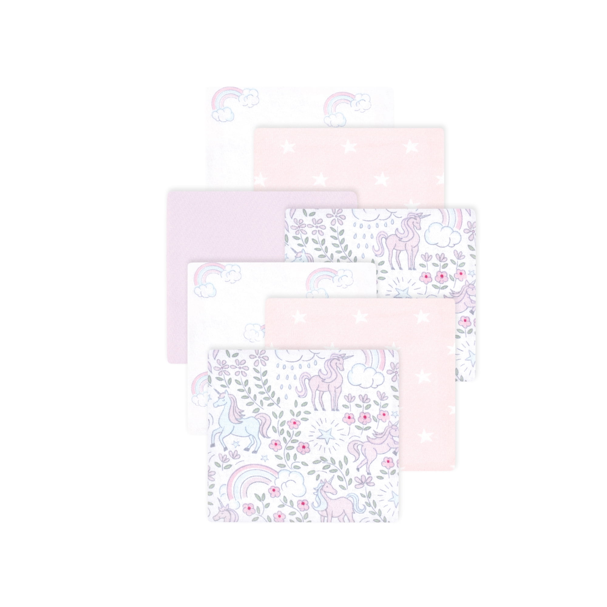 Little Treasure Hudson Baby Cotton Poly Flannel Receiving Blankets Multipack, Purple Dreamy Unicorn, 30x30 inches