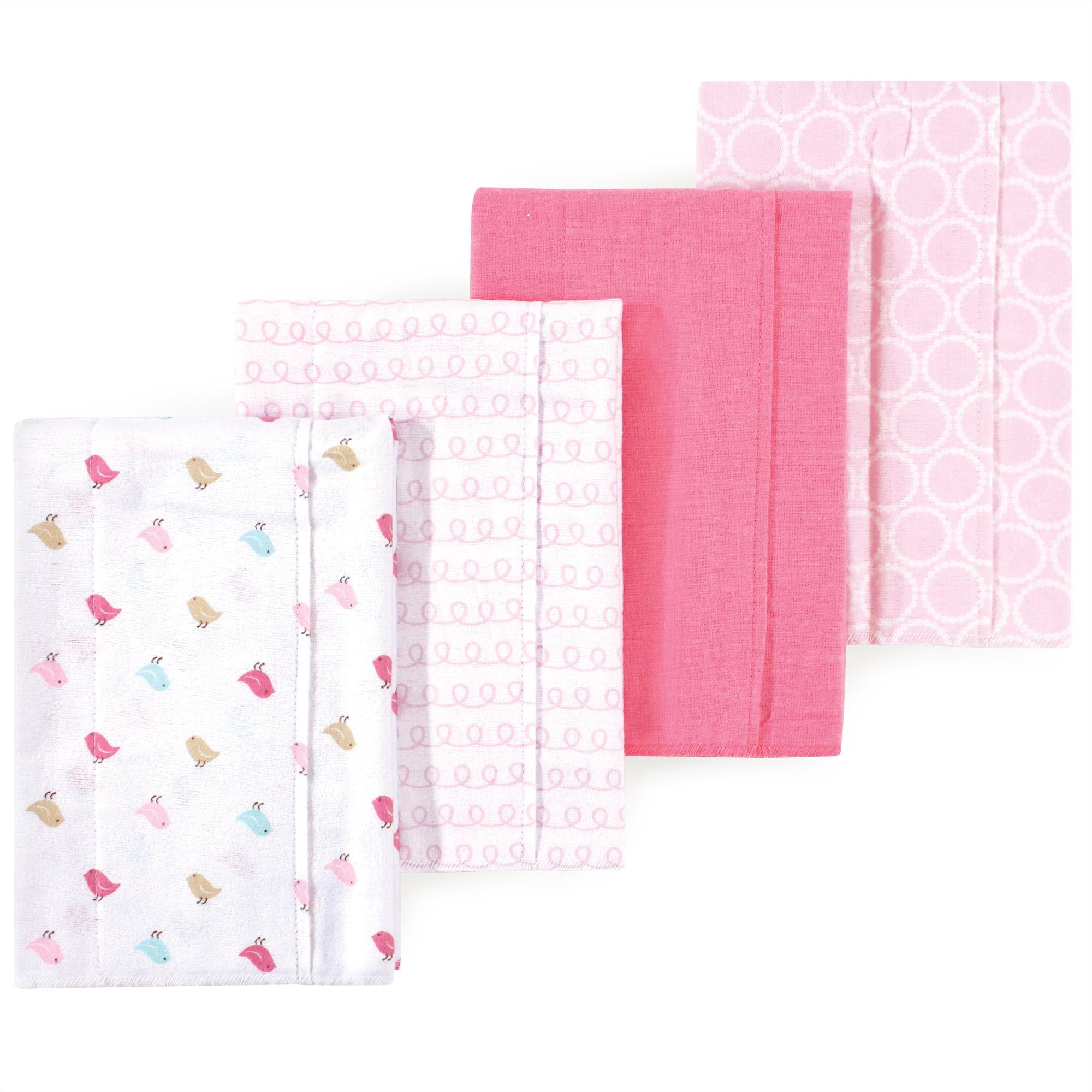 Little Treasure Luvable Friends Flannel Burp Cloths 4pk, Pink Birdies