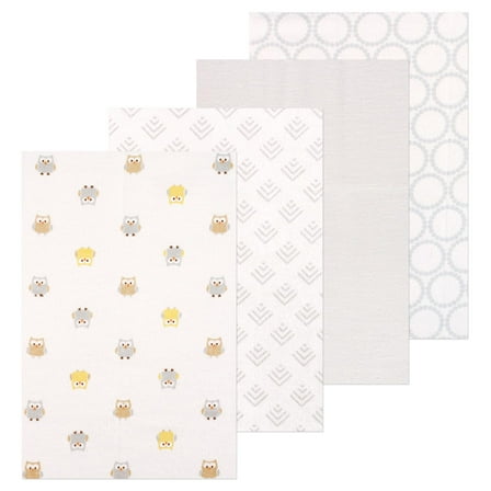 Little Treasure Luvable Friends Flannel Receiving Blankets 4pk, Wise Owl