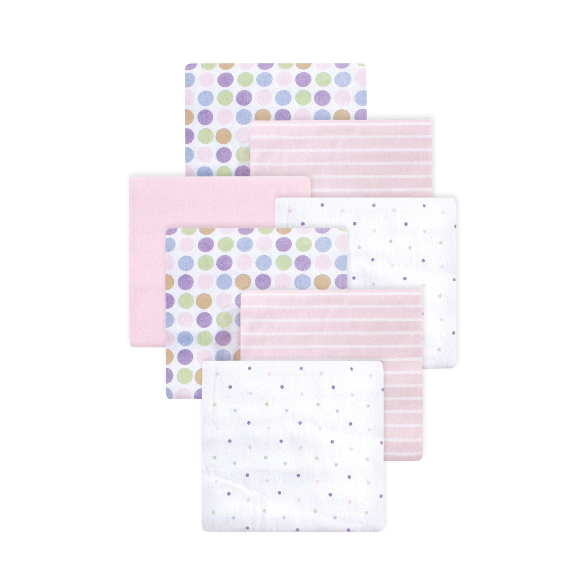 Little Treasure Luvable Friends Cotton Poly Flannel Receiving Blankets Multipack, Pink Stripes, 30x30 inches