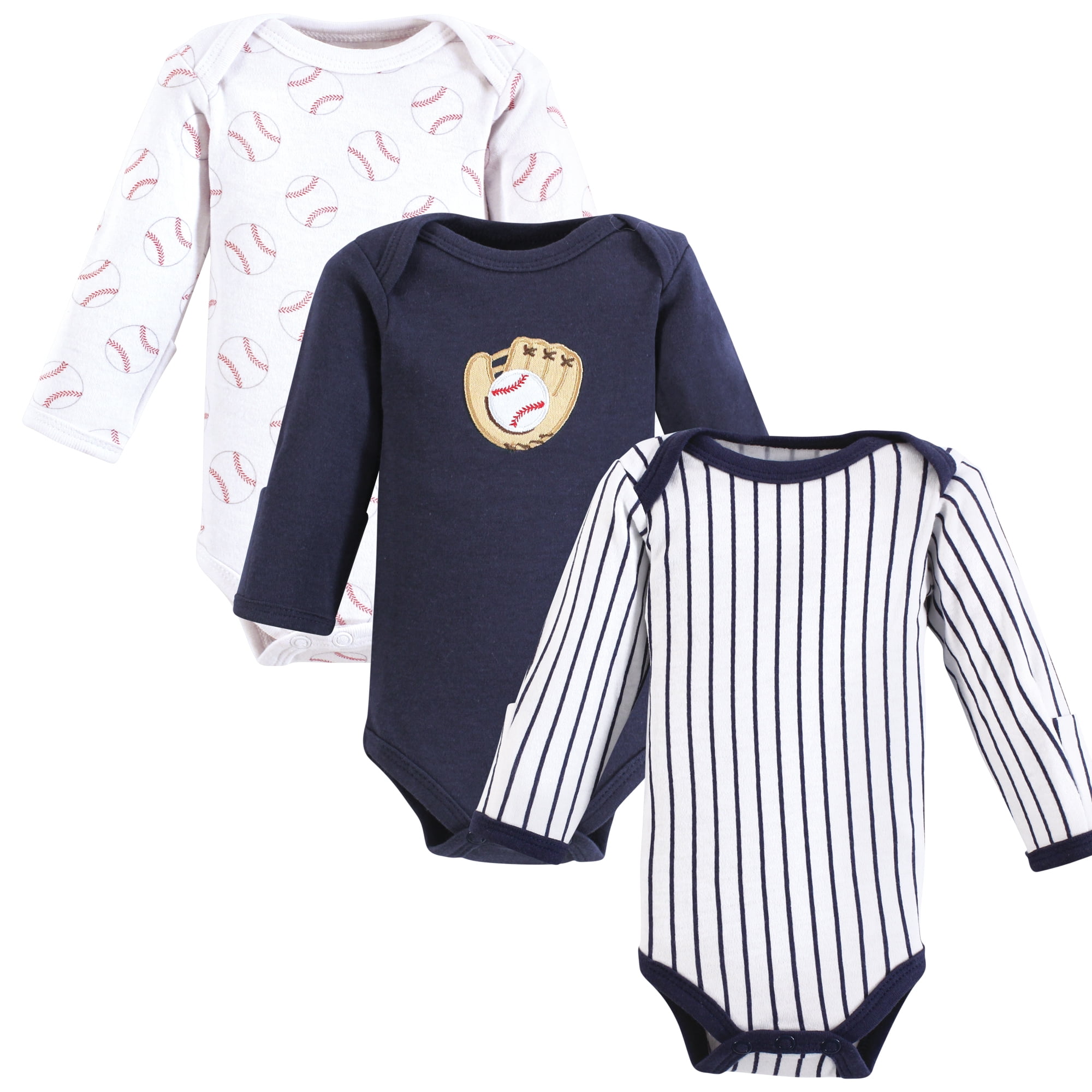 Little Treasure Luvable Friends Preemie Long Sleeve Bodysuit 3pk, Little League