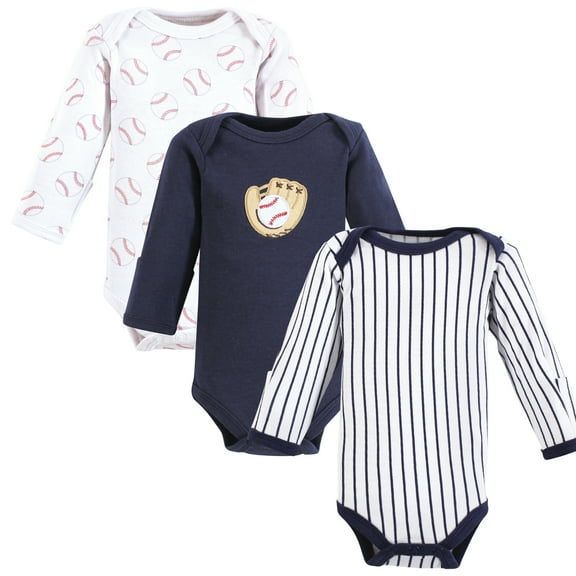 Little Treasure Luvable Friends Preemie Long Sleeve Bodysuit 3pk, Little League