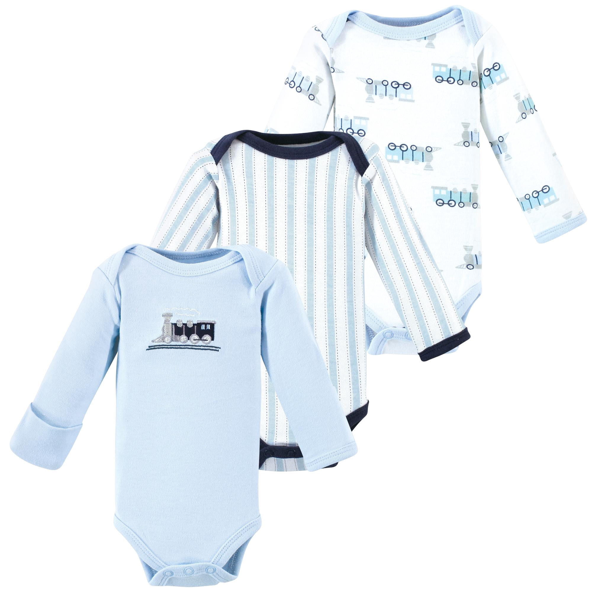 Little Treasure Luvable Friends Preemie Long Sleeve Bodysuit 3pk, Trains