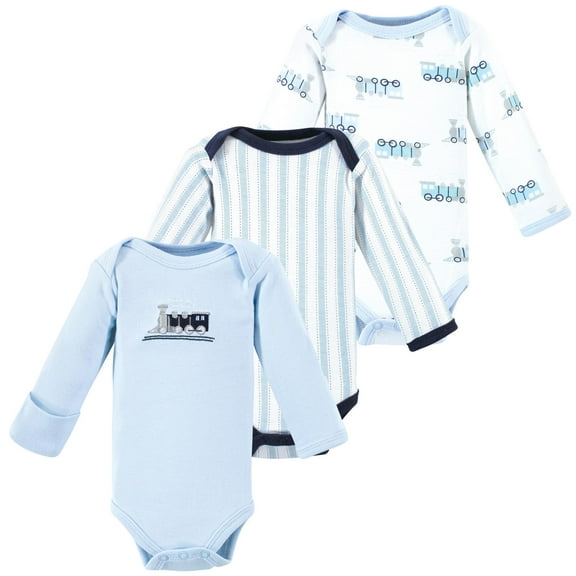 Little Treasure Luvable Friends Preemie Long Sleeve Bodysuit 3pk, Trains