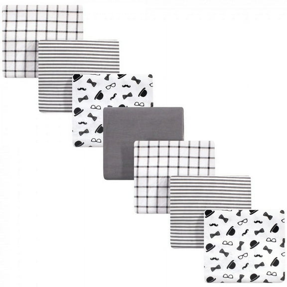 Little Treasure Unisex Baby Cotton Flannel Receiving Blankets, Gentleman 7-Pack, One Size