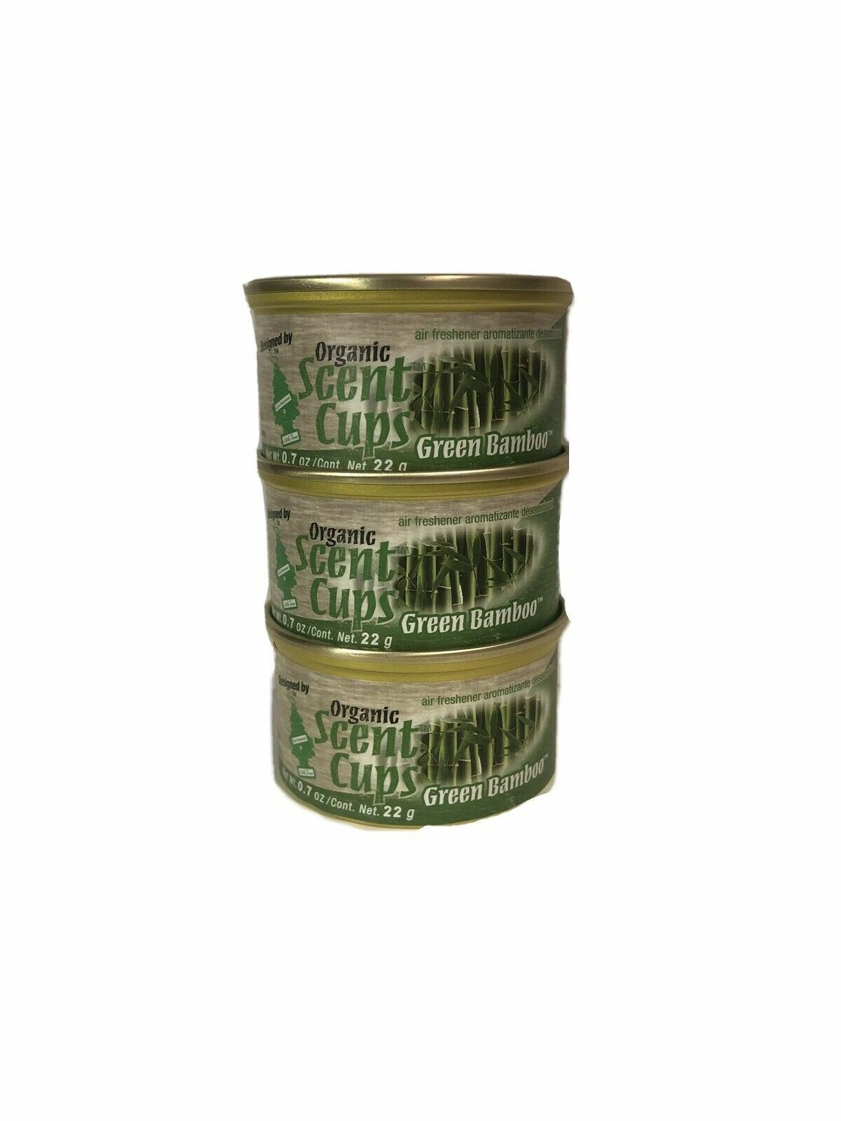 Little Tree Car/Home/Office Air Freshener Organic Scent Cups Green Bamboo 3 Pack