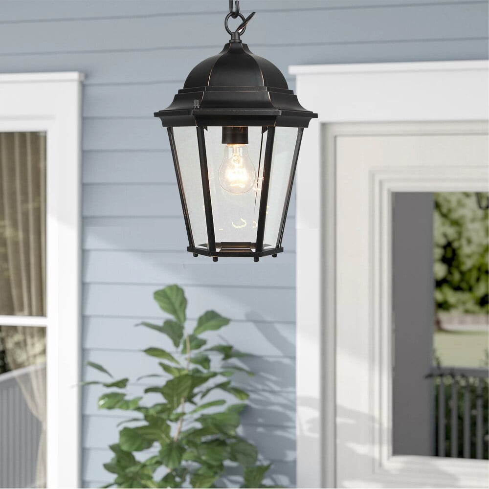 Imperial Black Glass Outdoor Hanging Lantern