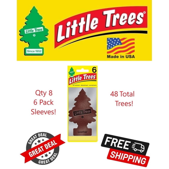 Little Trees 60290 Leather Scented Hanging Air Freshener for Car & Home 48 Pack!