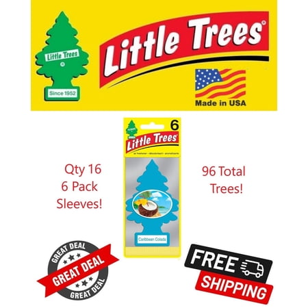 Little Trees 60324 Caribbean Colada Hanging Air Freshener for Car/Home 96 Pack!