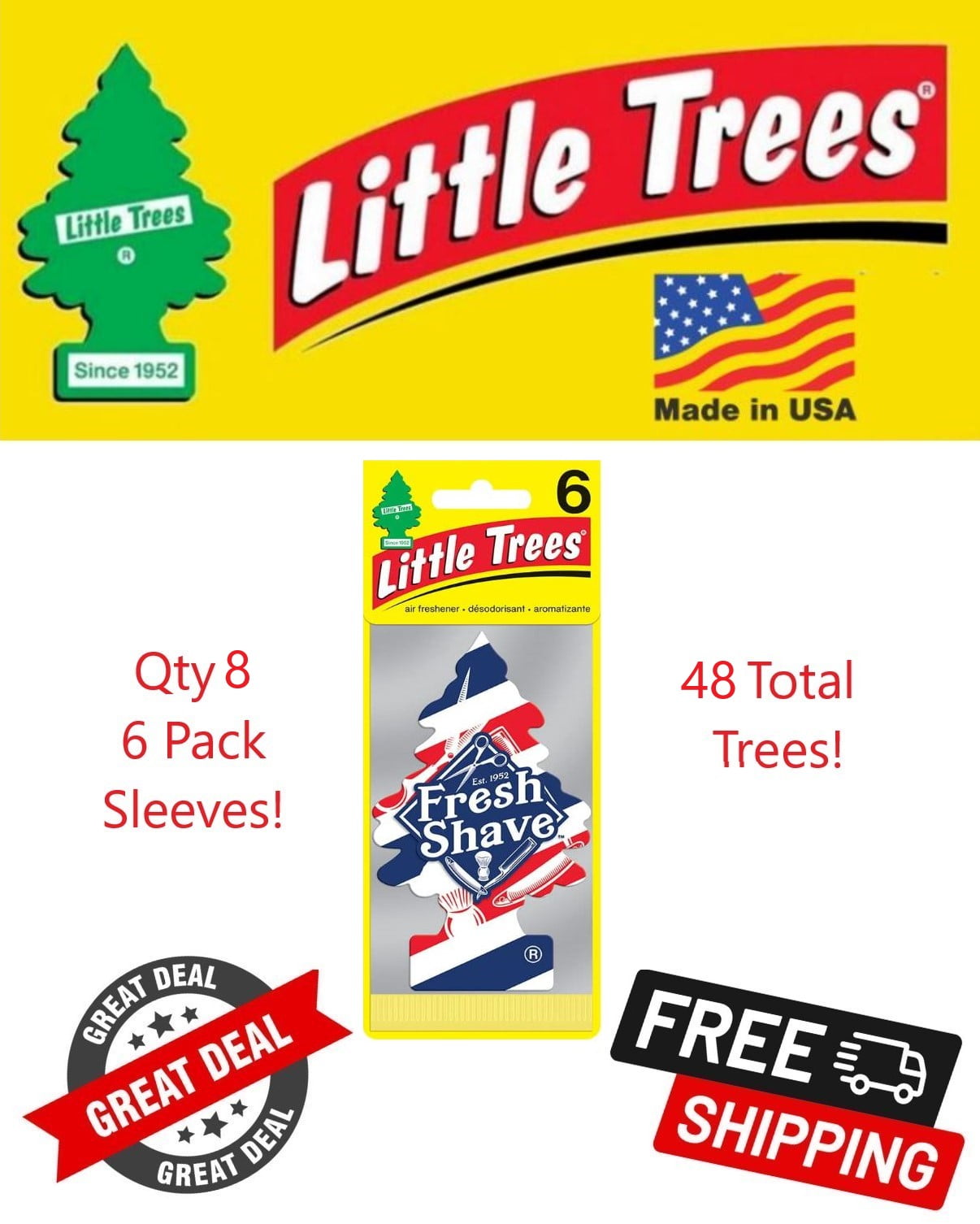 Little Trees 67068 Fresh Shave Hanging Air Freshener for Car & Home 48 Pack!
