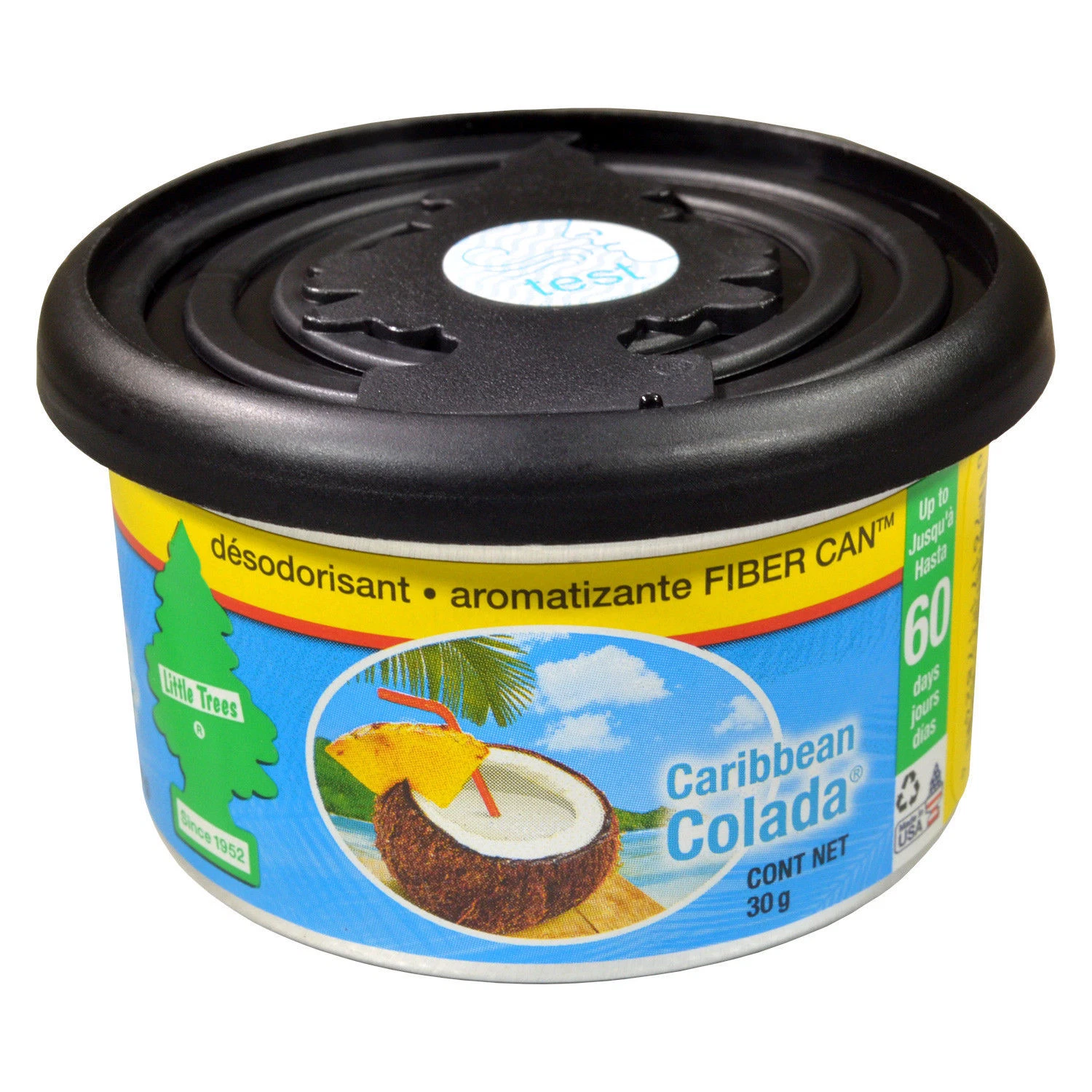 Little Trees Air Freshner Caribbean Colada Fiber Can 1 Pack Car Scent Home Offic