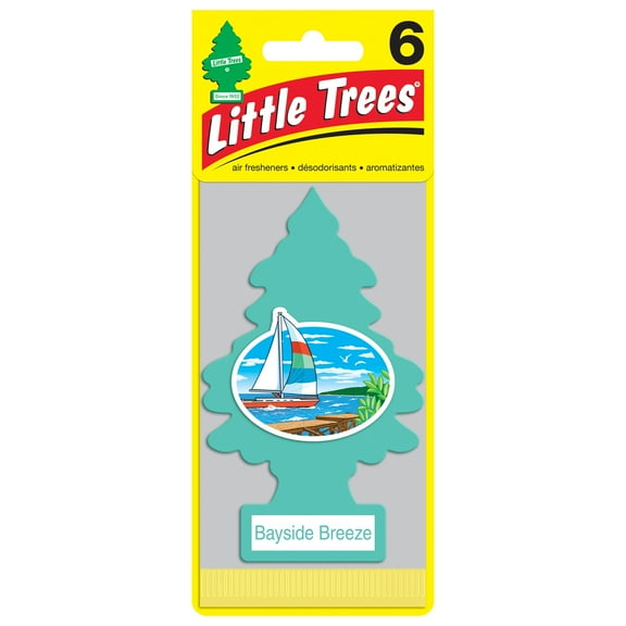 Little Trees Auto Air Freshener, Hanging Card, Bayside Breeze Fragrance 6-Pack
