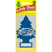 Little Trees Auto Air Freshener, Hanging Card, New Car Scent Fragrance 3-Pack