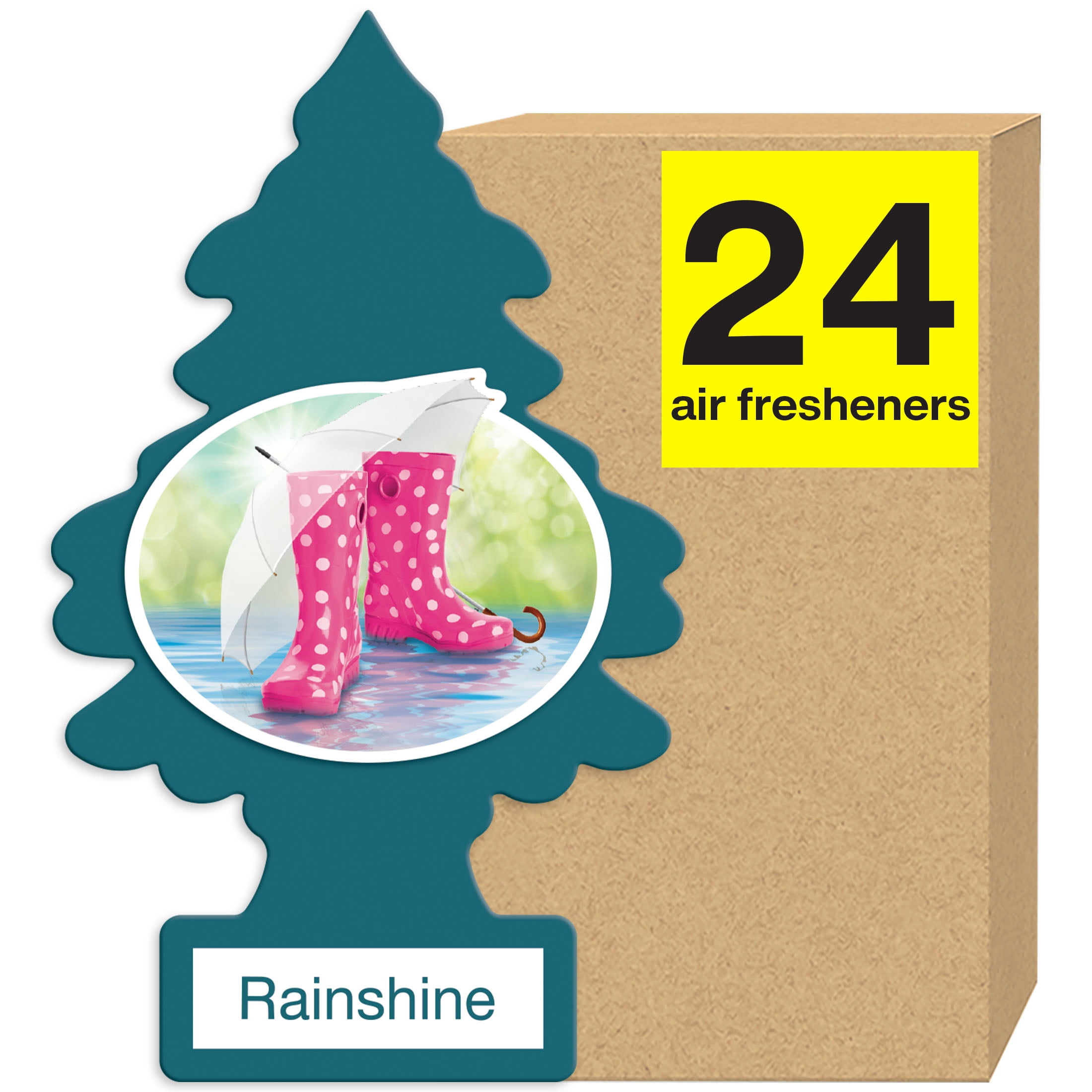 Little Trees Auto Air Freshener, Hanging Card, Rainshine 24Pack