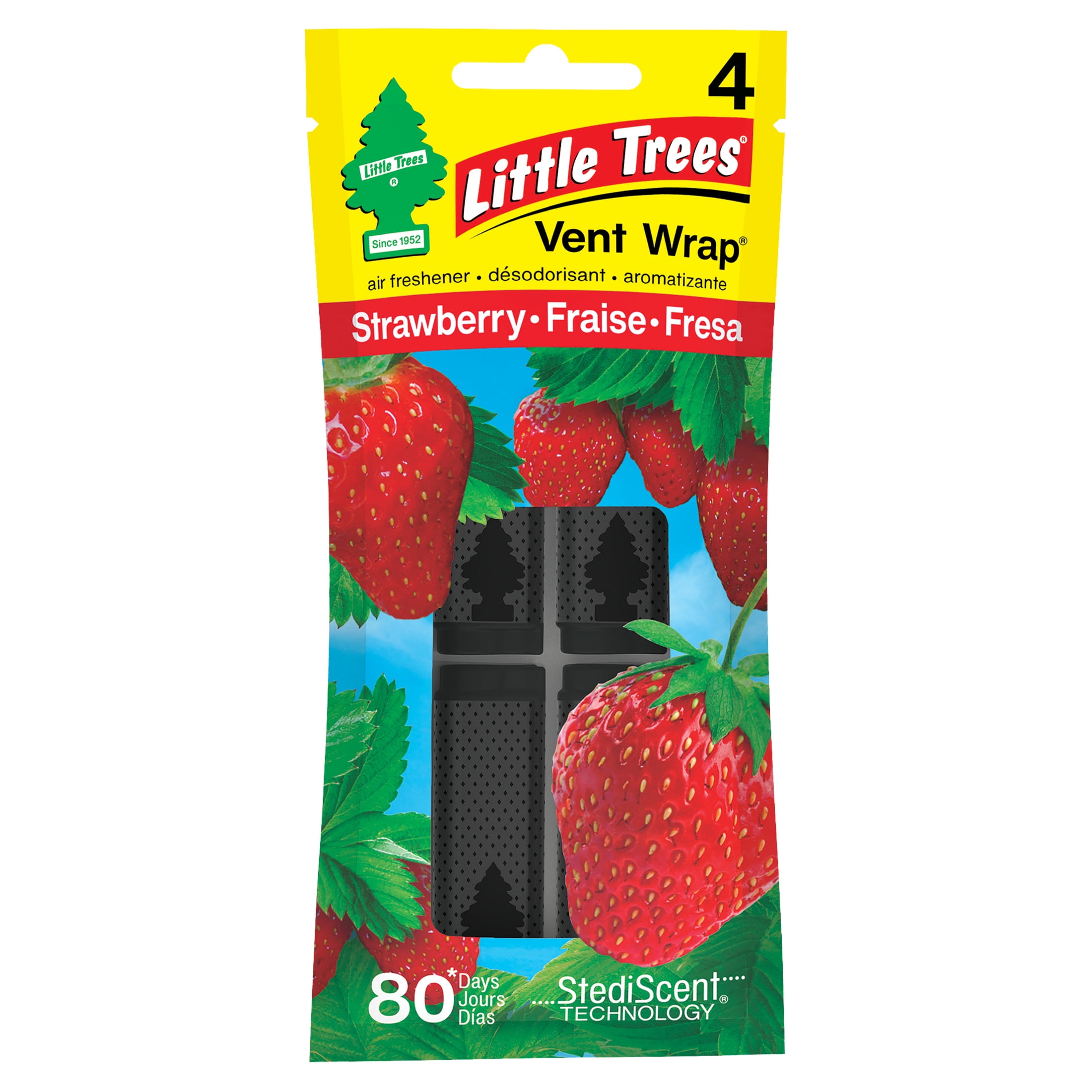 Little Trees Auto Air Freshener, Vent Wrap, Strawberry 4Pack