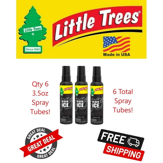 Little Trees Black Ice Scent Car Spray Air Fresheners Non-Aerosol 3.5oz 6 PACK