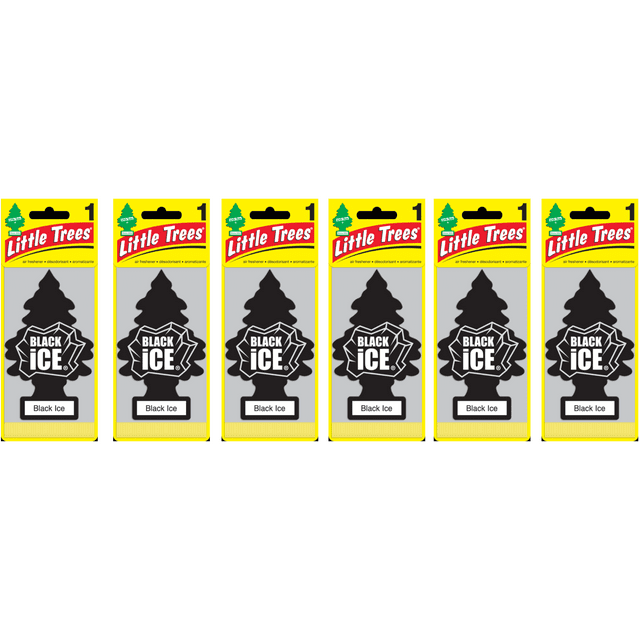 Little Trees Black Ice Scent Long Lasting Fragrance Car Air Freshener, 6 Count