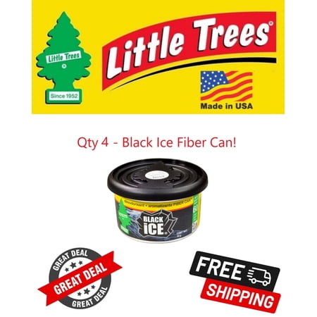 Little Trees Black Ice Scented Fiber Can Air Freshener for Home & Car 4 PACK!