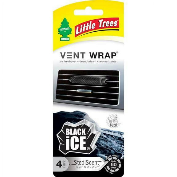 Little Trees CTK-52231-24 Vent Wrap Auto Air Freshener, Black Ice, 4-Pack, Each