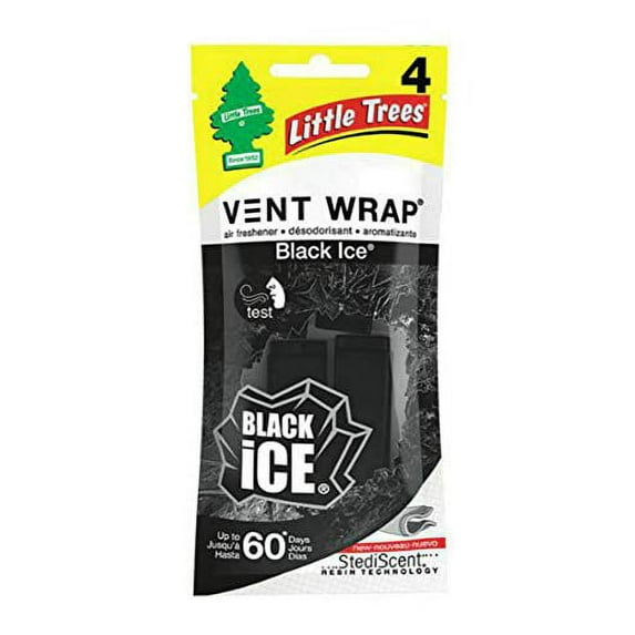 Little Trees Car Air Freshener | Vent Wrap Provides Long-Lasting Scent, Invisibly Fresh! | Black Ice, 4-Packs (4 Count)