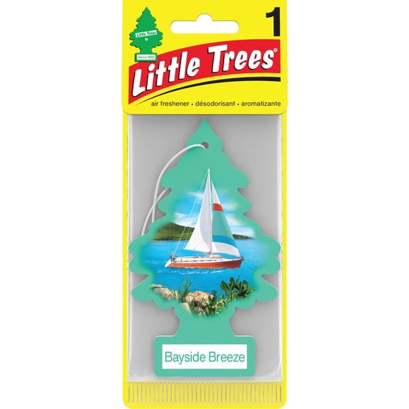 Little Trees Cardboard Hanging Car, Home & Office Air Freshener, Bayside Breeze Pack of 12
