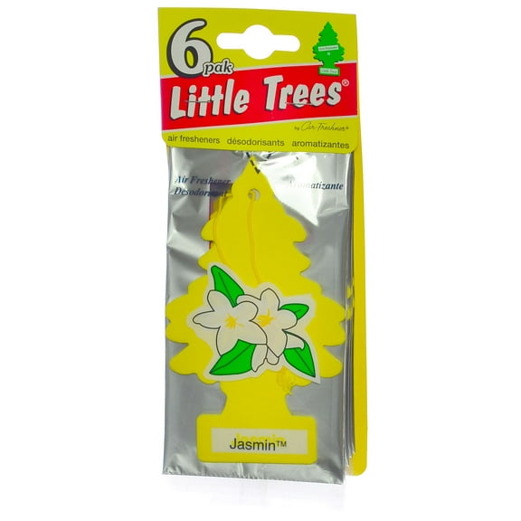 Little Trees Cardboard Hanging Car, Home & Office Air Freshener, Jasmin (6-Pack)