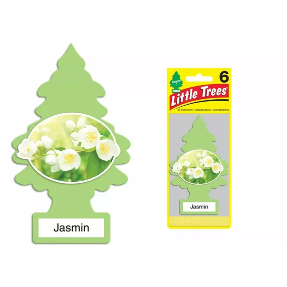 Little Trees Cardboard Hanging Car, Home & Office Air Freshener, Jasmin (6-Pack)