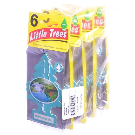 Little Trees Cardboard Hanging Car, Home & Office Air Freshener, Rainforest Mist (4 Packs)