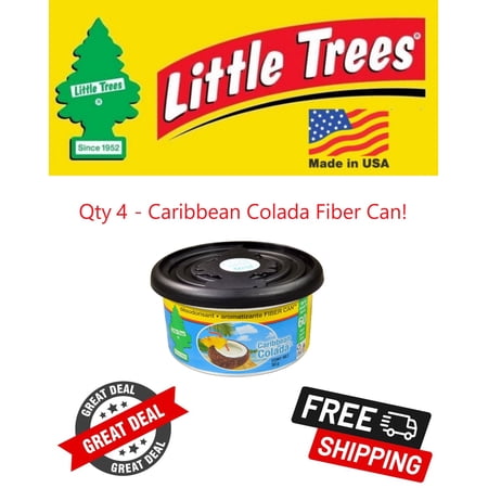 Little Trees Caribbean Colada Fiber Can Air Freshener for Home & Car 4 PACK!