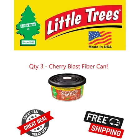 Little Trees Cherry Blast Scented Fiber Can Air Freshener for Home & Car 3 PACK!
