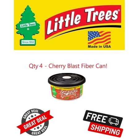 Little Trees Cherry Blast Scented Fiber Can Air Freshener for Home & Car 4 PACK!
