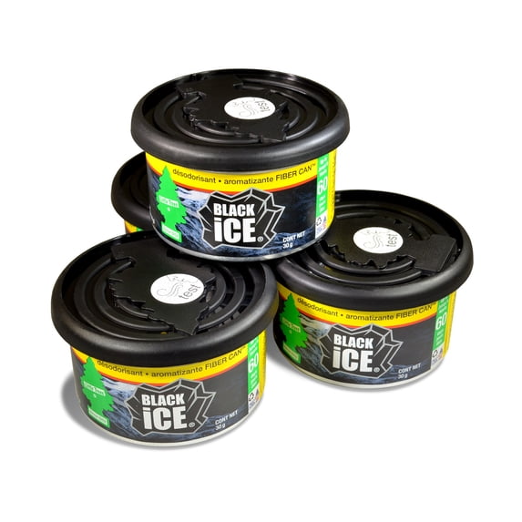 Little Trees Fiber Can Car Air Freshener 4-Pack (Black Ice)