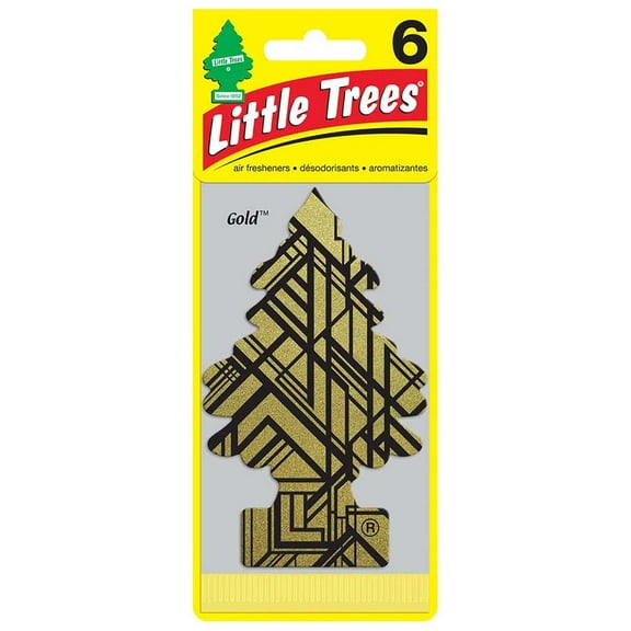Little Trees, Hanging Trees, Gold 6-Pack