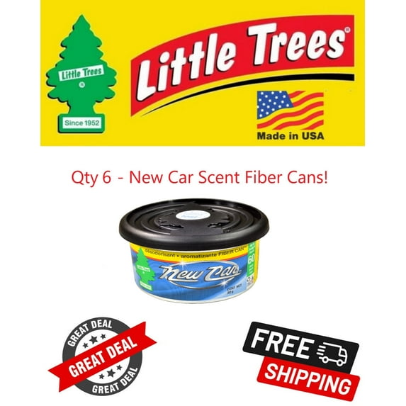 Little Trees New Car Scent Scented Fiber Can Air Freshener for Home & Car 6 PACK