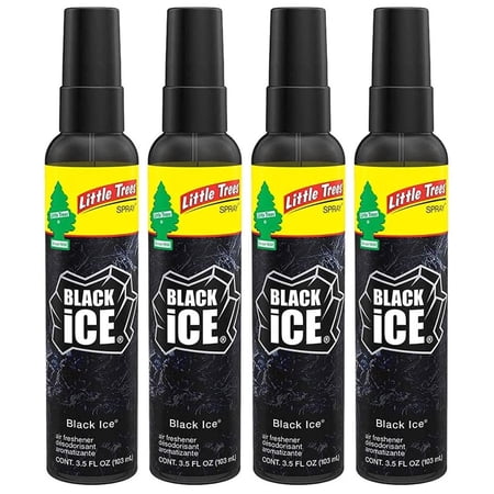 Little Trees Spray Car Air Freshener 4-Pack (Black Ice)