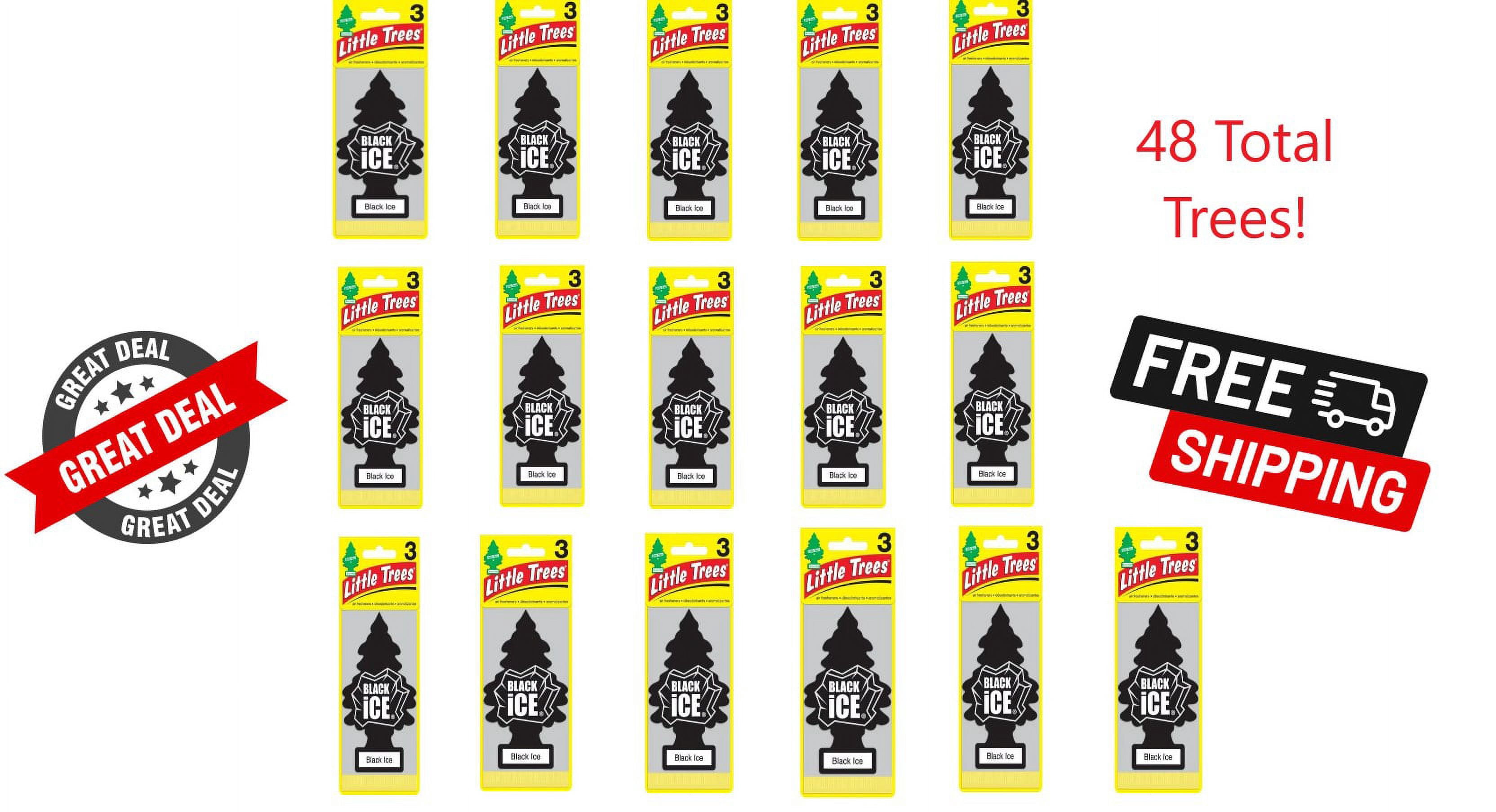 Little Trees U3S-32055 Black Ice Hanging Air Freshener for Car/Home 48 Pack!