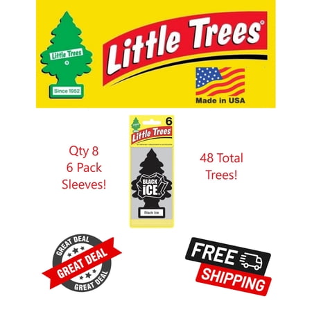 Little Trees U6P-60155 Black Ice Hanging Air Freshener for Car & Home 48 Pack!