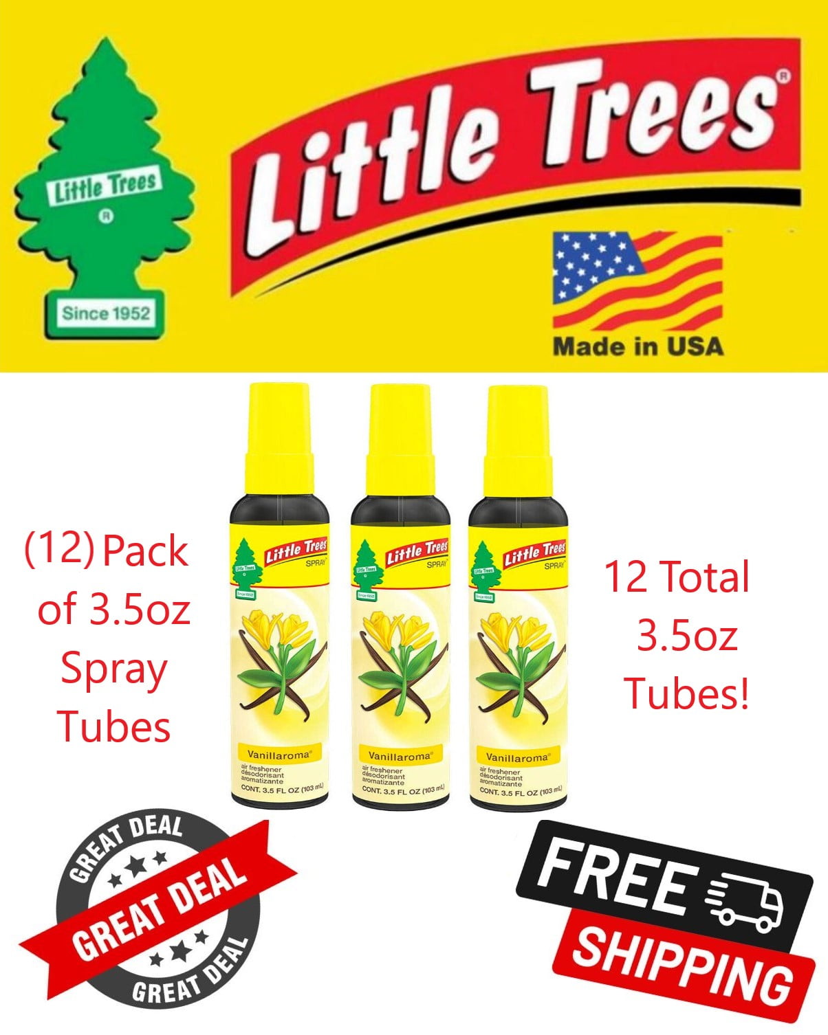 Little Trees Vanillaroma Spray Car Air Fresheners NonAerosol 3.5oz